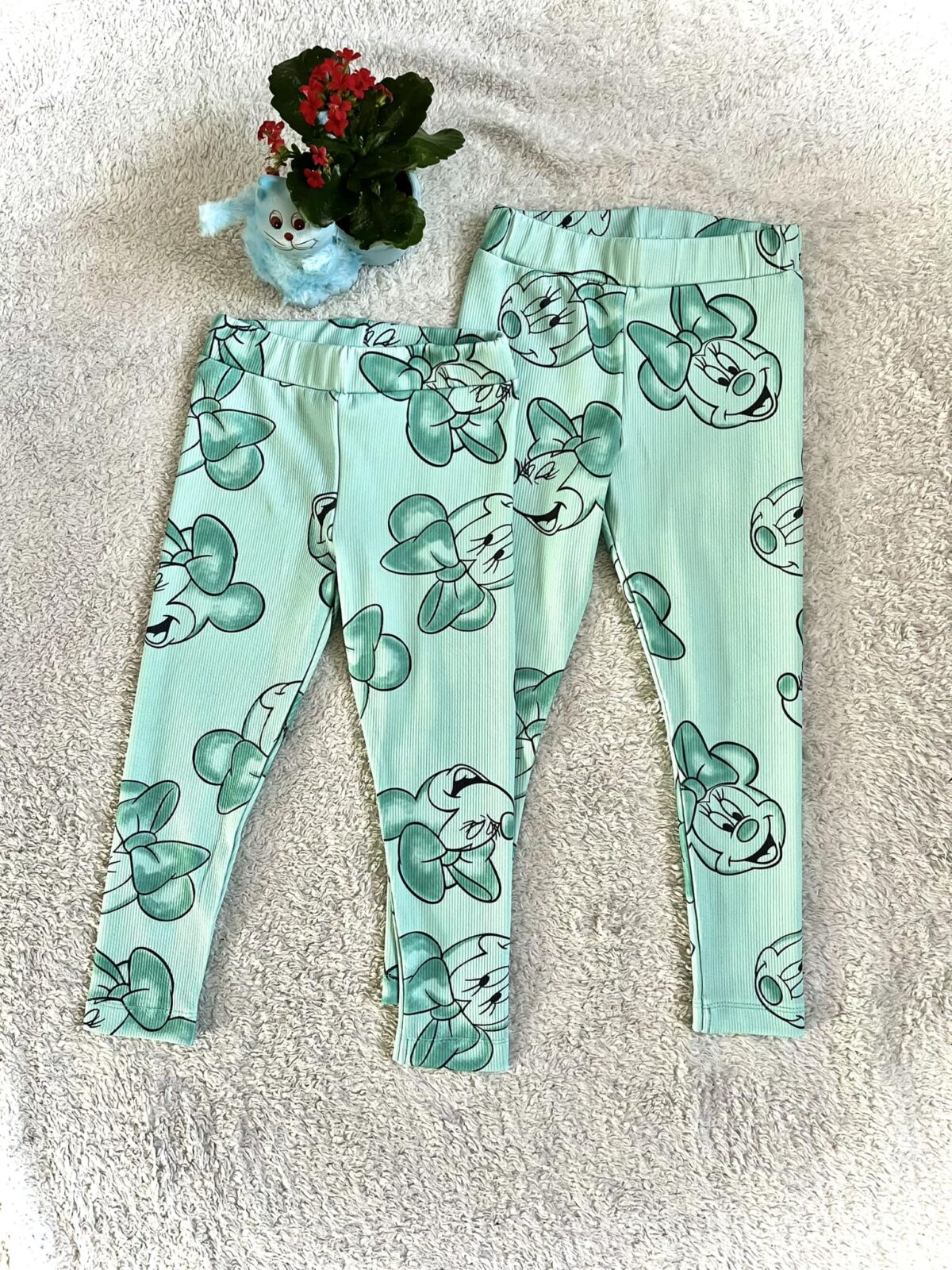 Legginsy miętowe z prążka Myszka Minnie