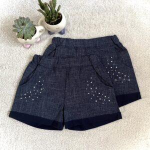 Spodenki bawełniane jeans cyrkonie
