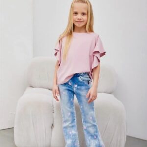 Bluzka pudrowa falbany All for kids