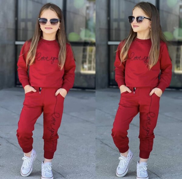 Komplet dresowy Love you czerwony
