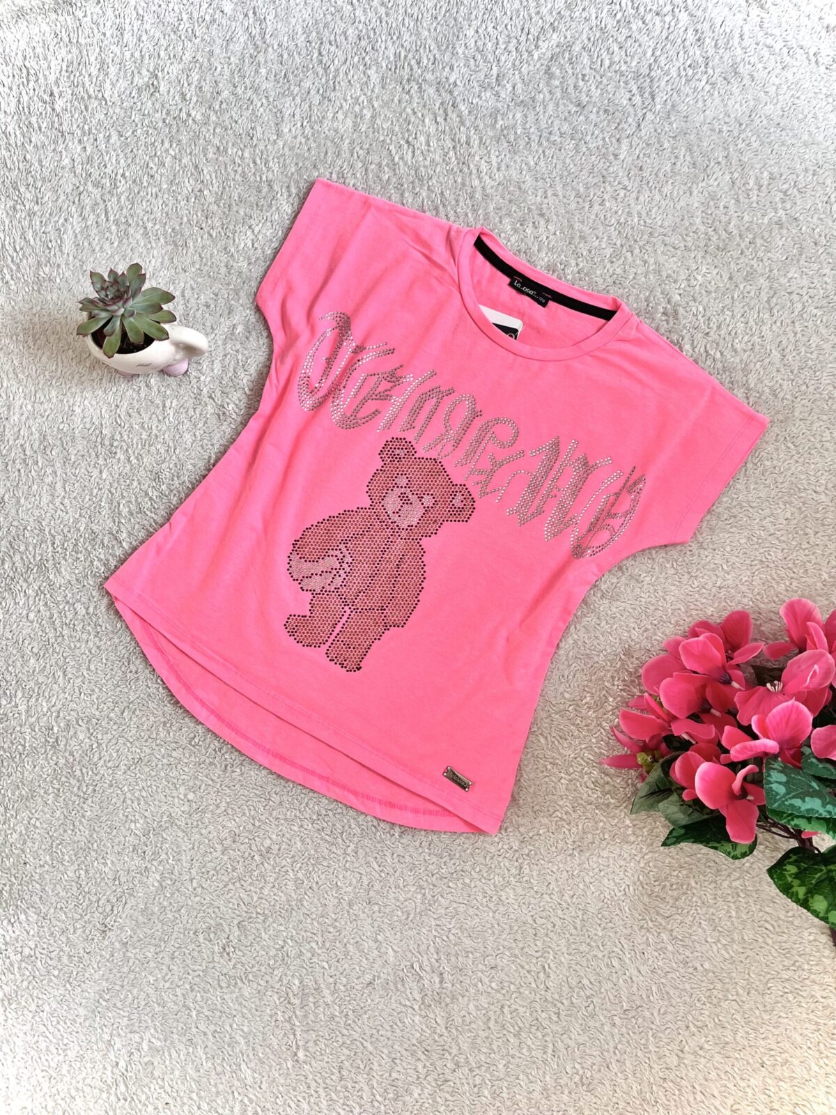 Neonowy t-shirt Cyrkoniowy miś
