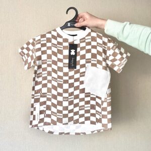 T-shirt szachownica Despacito beż