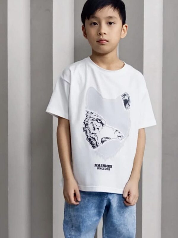T-shirt biały Wilk MashMnie