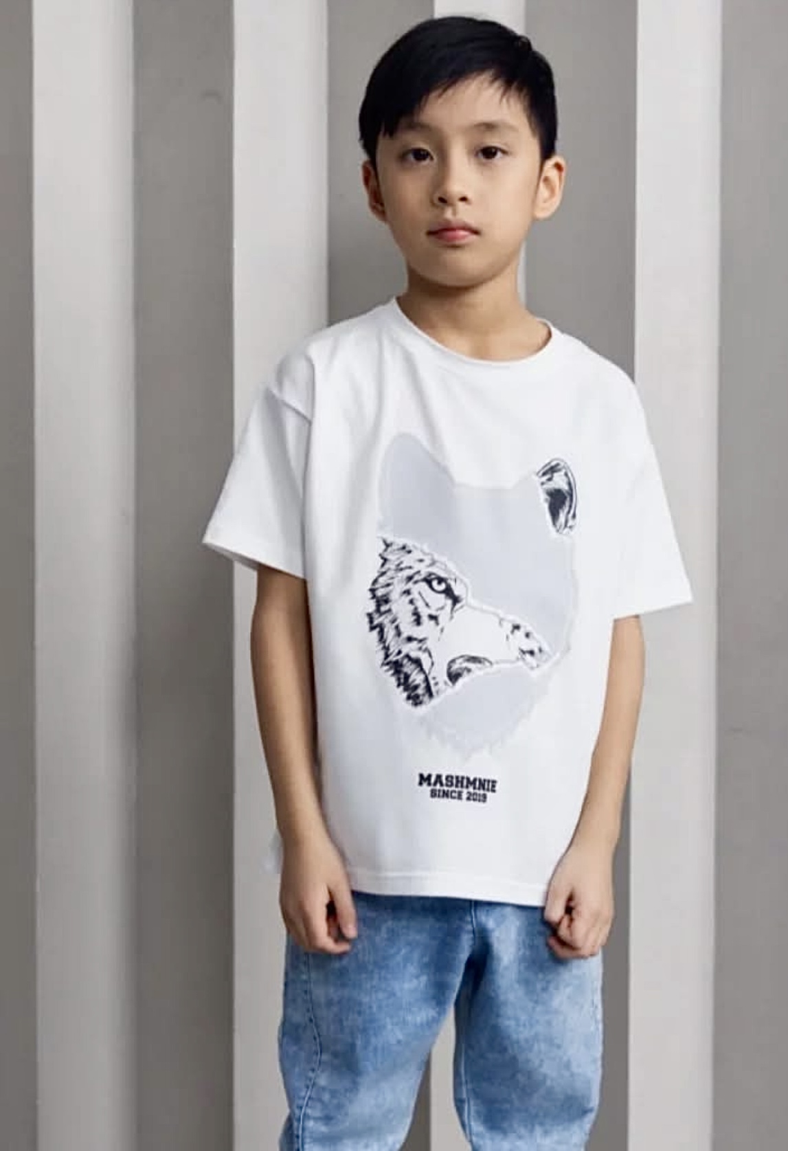 T-shirt biały Wilk MashMnie