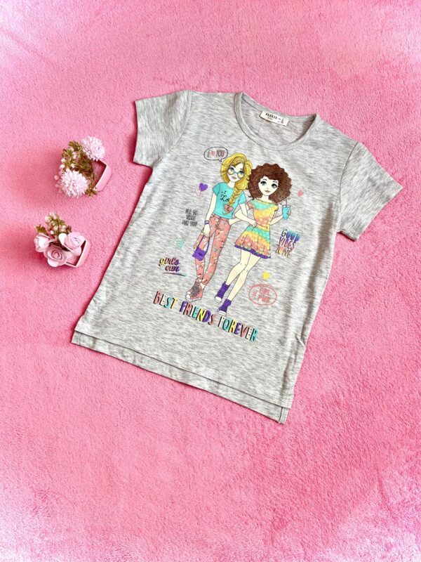 T-shirt melanżowy Best Friends Forever - szary
