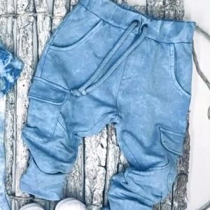 Spodnie joggery dekatyzowane baby blue Despacito