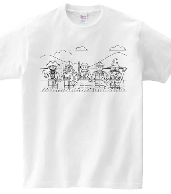 T-shirt 5 postaci Lego do kolorowania + pisaki