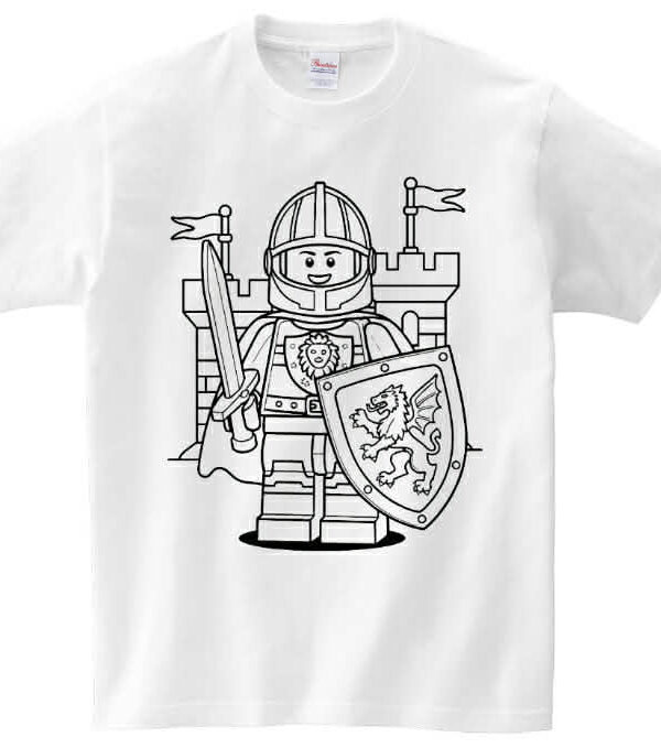T-shirt rycerz zamek Lego do kolorowania + pisaki