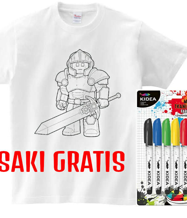 T-shirt rycerz Lego do kolorowania + pisaki