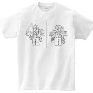T-shirt strażak i policjant Lego do kolorowania + pisaki