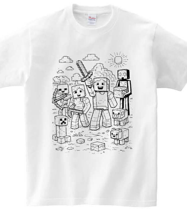 T-shirt Minecraft ekipa do kolorowania + pisaki