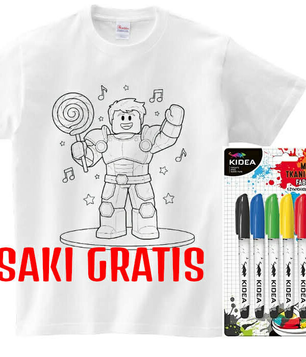T-shirt Roblox party do kolorowania + pisaki