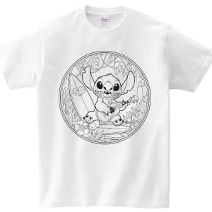 T-shirt Stich z ukulele do kolorowania  + pisaki