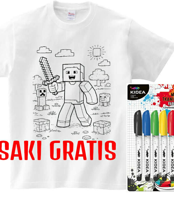 T-shirt Minecraft miecz do kolorowania + pisaki