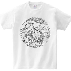 T-shirt z kapibarą na rowerze do kolorowania + pisaki