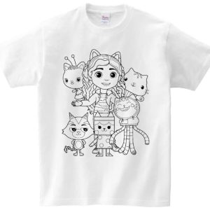 T-shirt Koci domek Gabi do kolorowania + pisaki