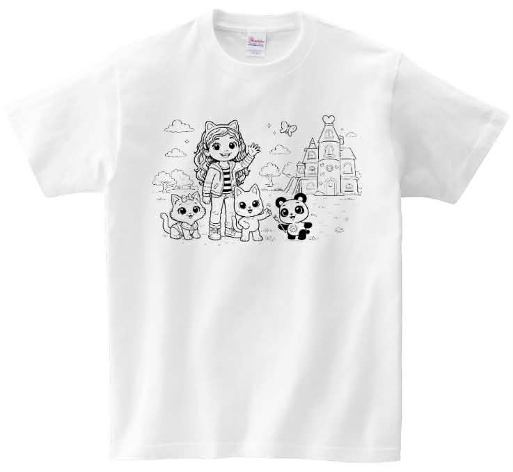 T-shirt Koci domek Gabi powitanie do kolorowania + pisaki