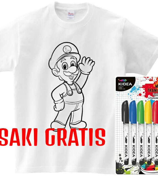 T-shirt Luigi do kolorowania + pisaki