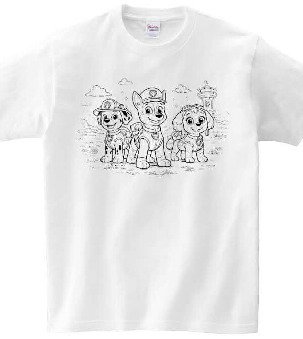 T-shirt Marshall, Chase i Skye do kolorowania + pisaki