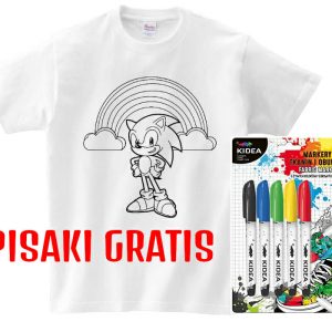 T-shirt Sonic tęcza do kolorowania + pisaki